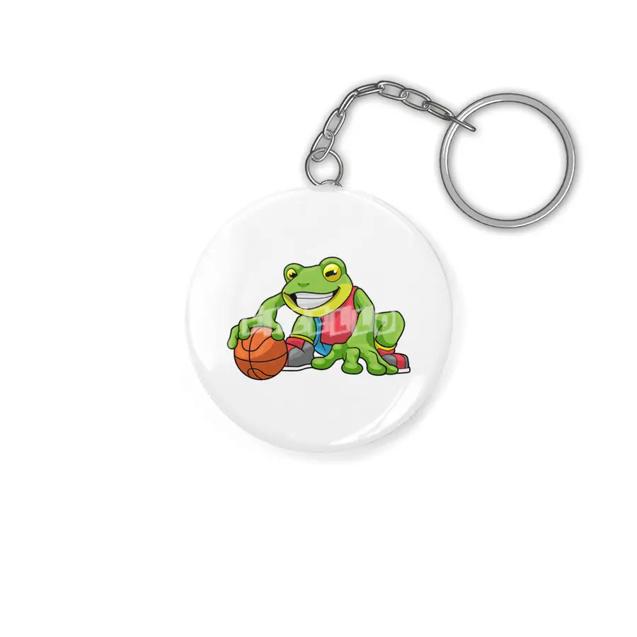 Frog at Sports with Basketball Anahtarlık
