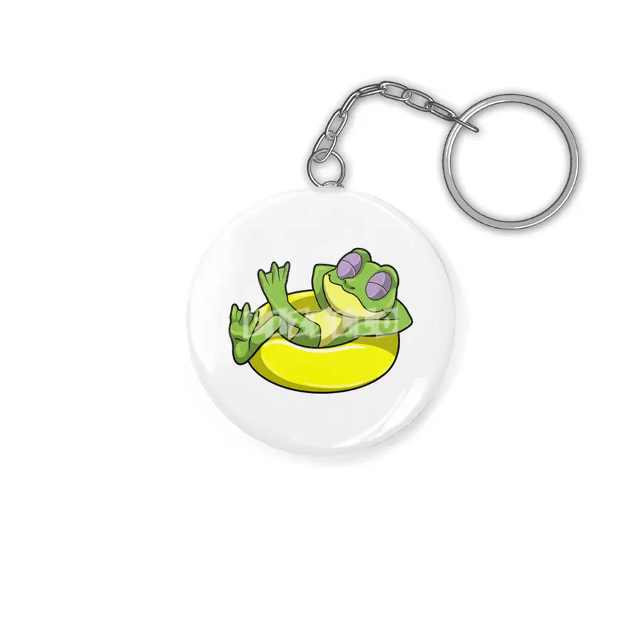 Frog at Swimming with Swim ring Anahtarlık