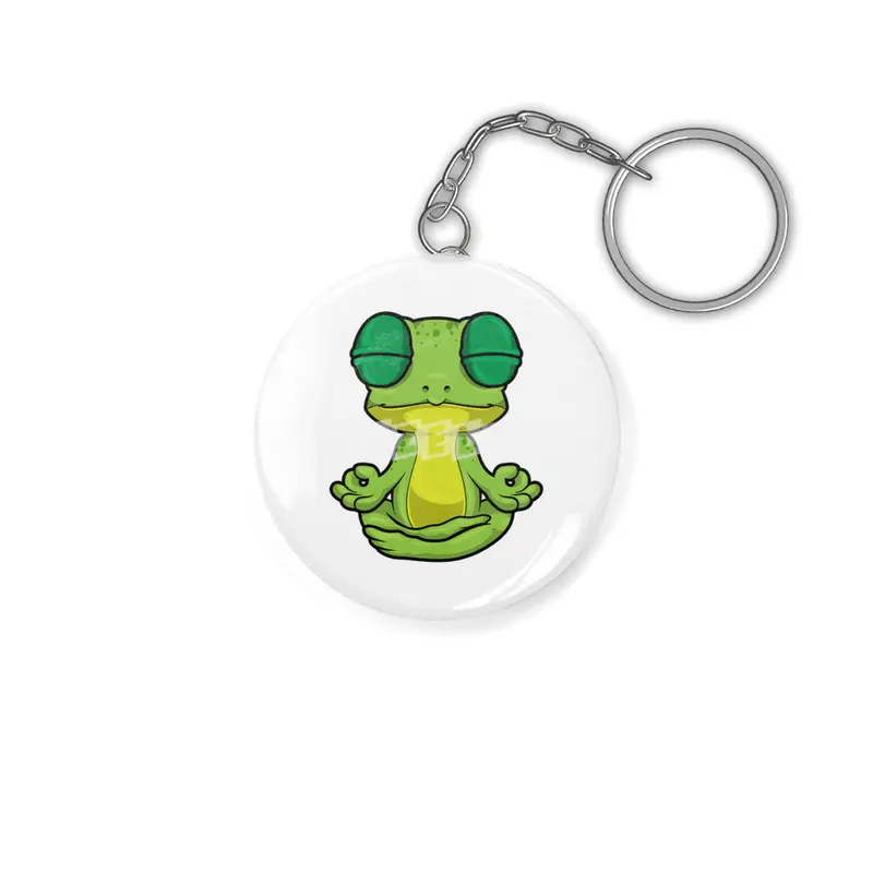 Frog at Yoga Stretching exercises in Cross-legged Anahtarlık