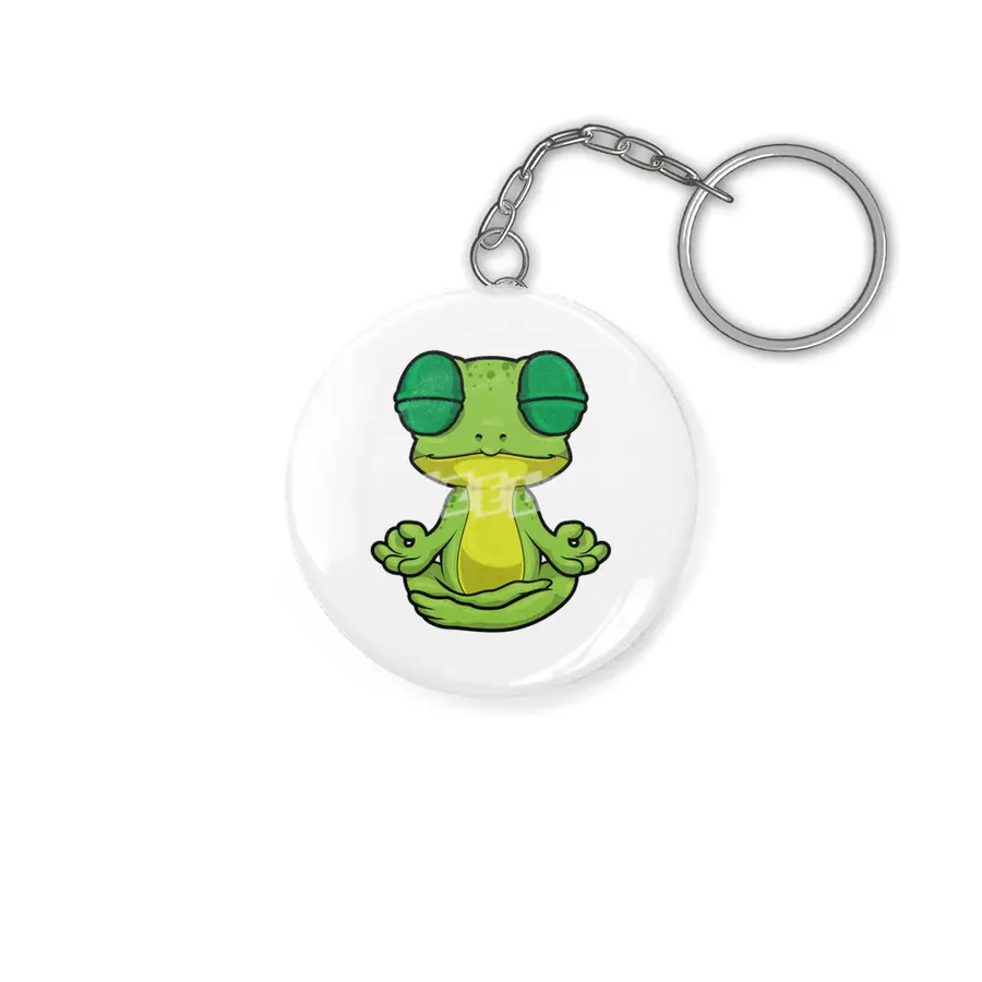 Frog at Yoga Stretching exercises in Cross-legged Anahtarlık