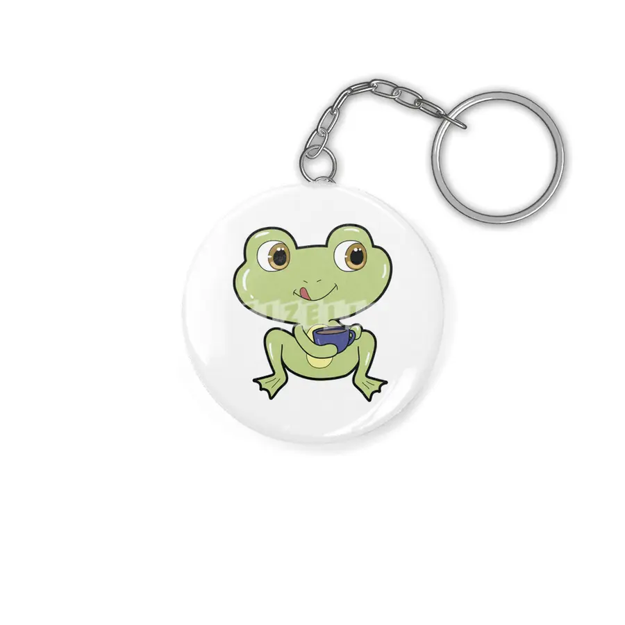 Frog with Cup of Coffee Anahtarlık