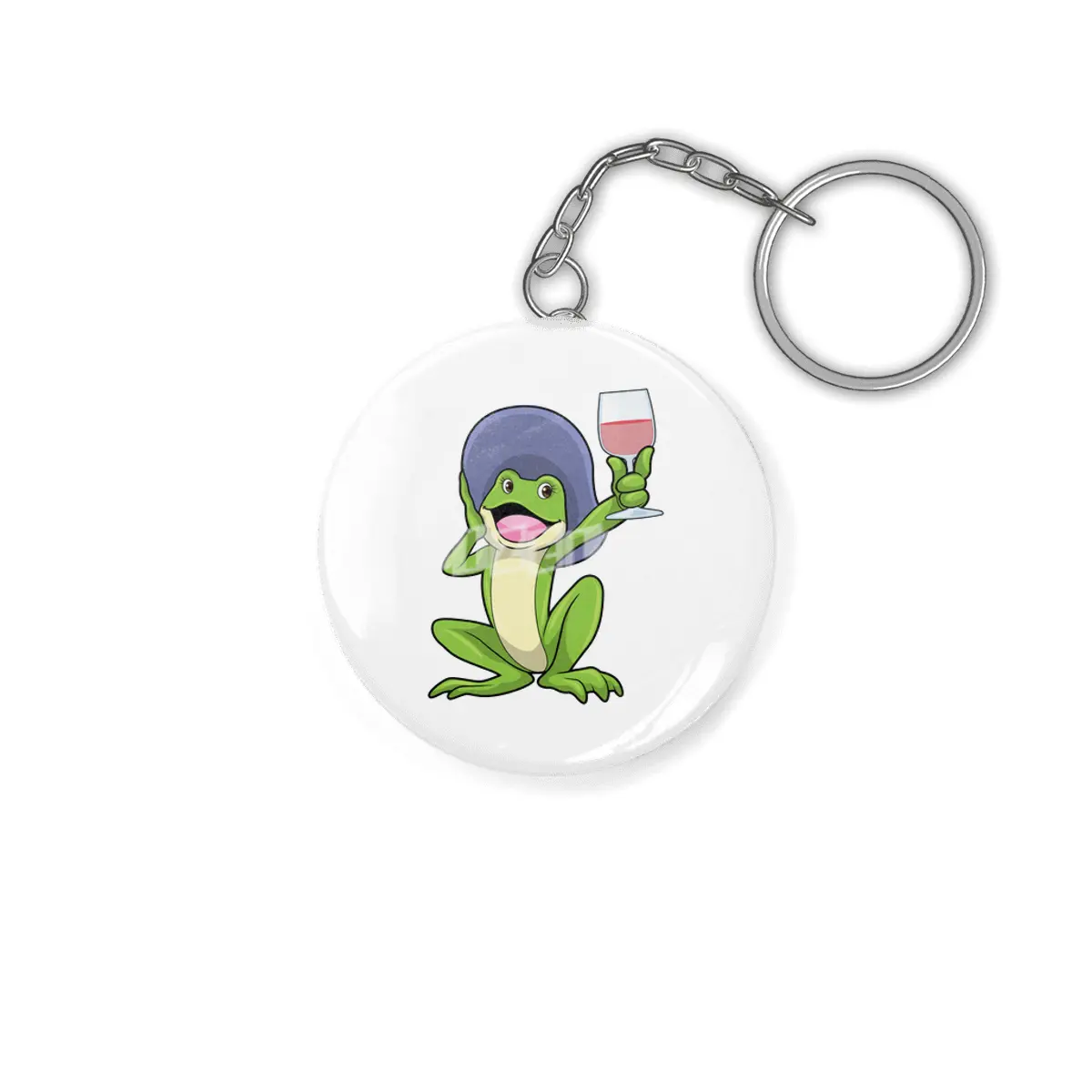 Frog with Glass of Red wine & Hat Anahtarlık