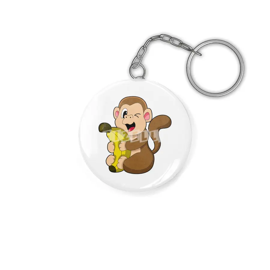 Funny Monkey with Banana Anahtarlık