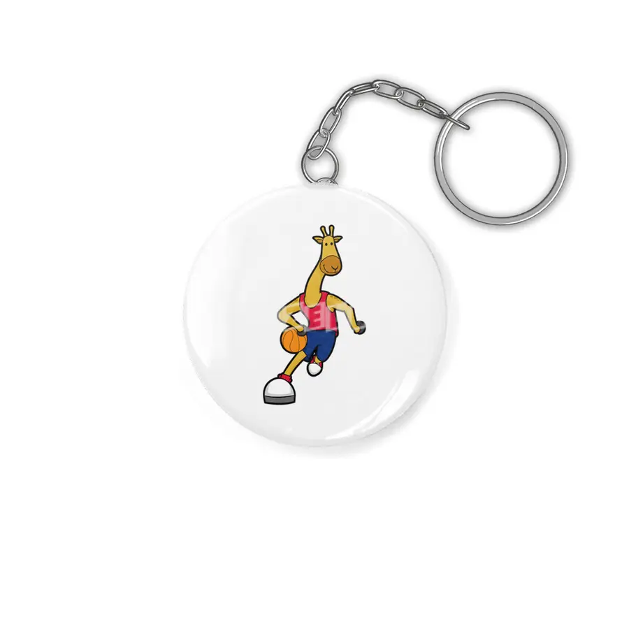 Giraffe as Basketball player with Basketball ball Anahtarlık