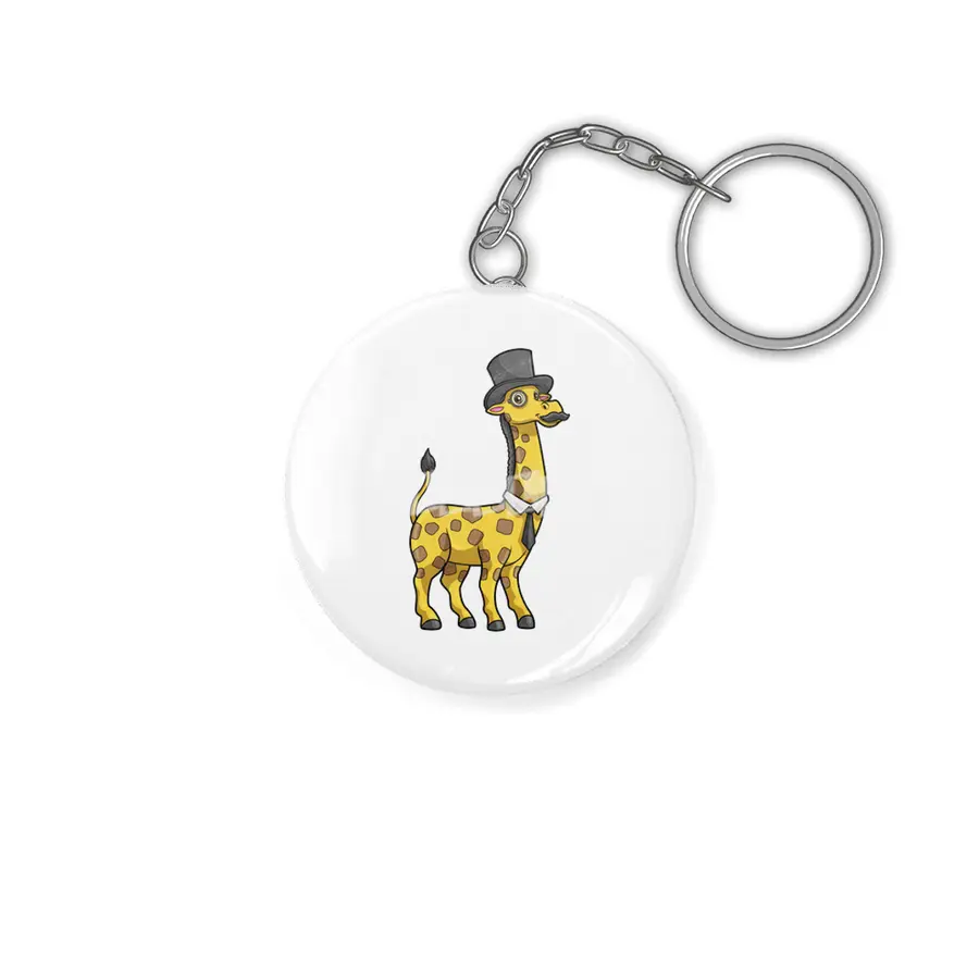 Giraffe as Gentleman with Hat, Tie and Mustache Anahtarlık