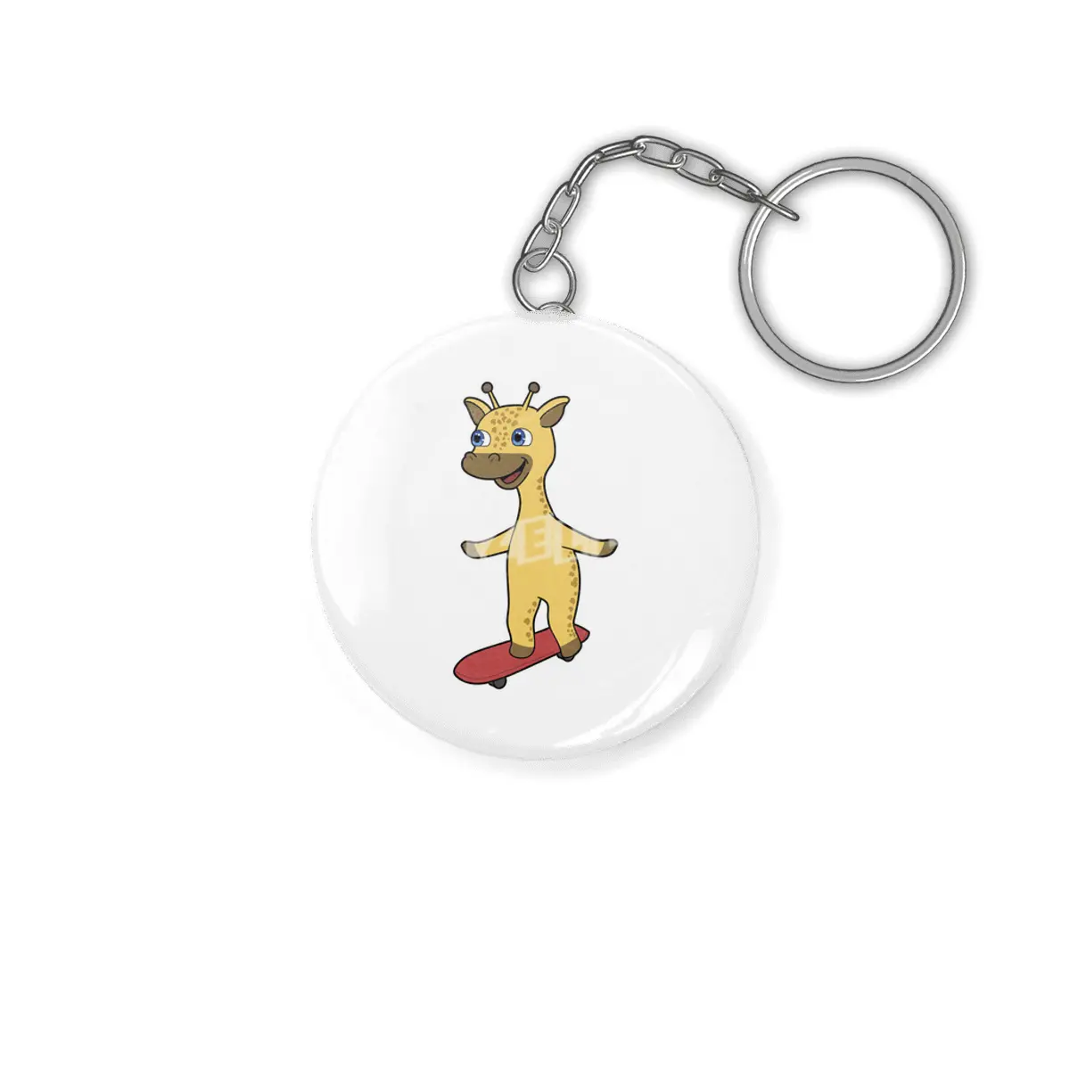 Giraffe as Skater with Skateboard Anahtarlık