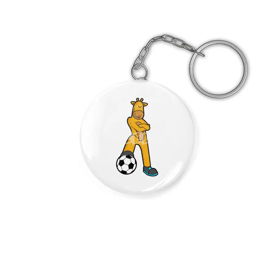 Giraffe at Sports with Soccer ball Anahtarlık