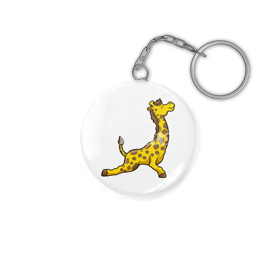 Giraffe at Yoga Stretching exercises Legs & Neck Anahtarlık