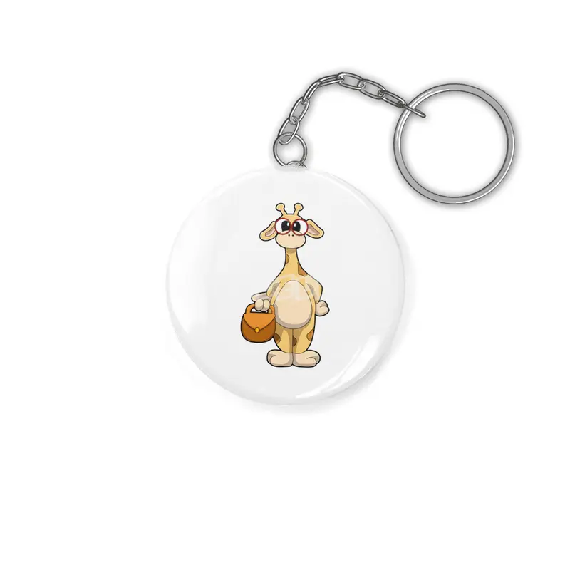 Giraffe with Glasses & Bag Anahtarlık