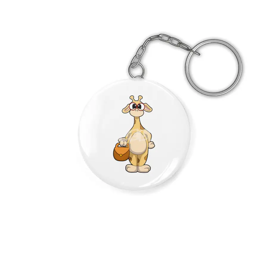 Giraffe with Glasses & Bag Anahtarlık