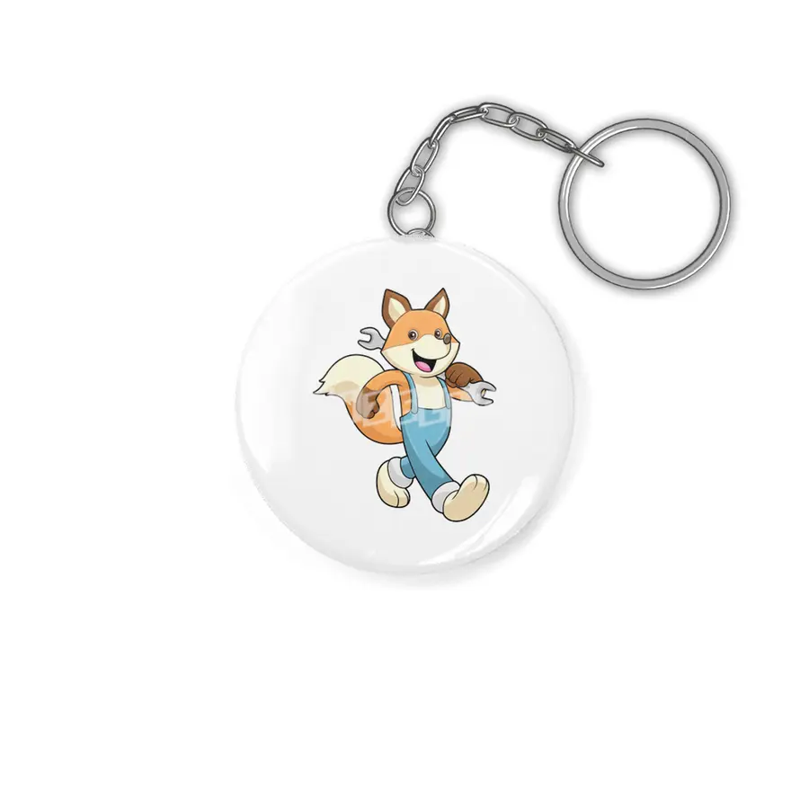 Fox as Mechanic with Wrench Anahtarlık