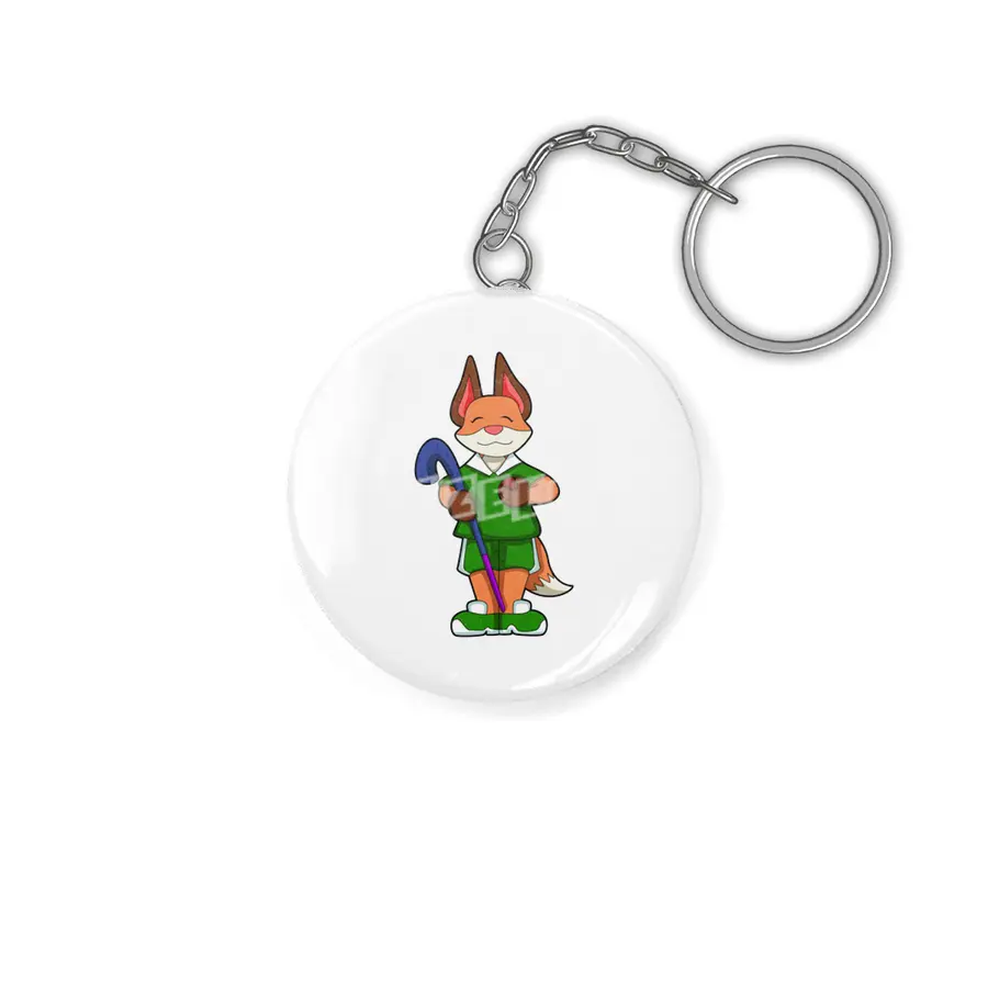 Fox at Hockey with Hockey stick Anahtarlık