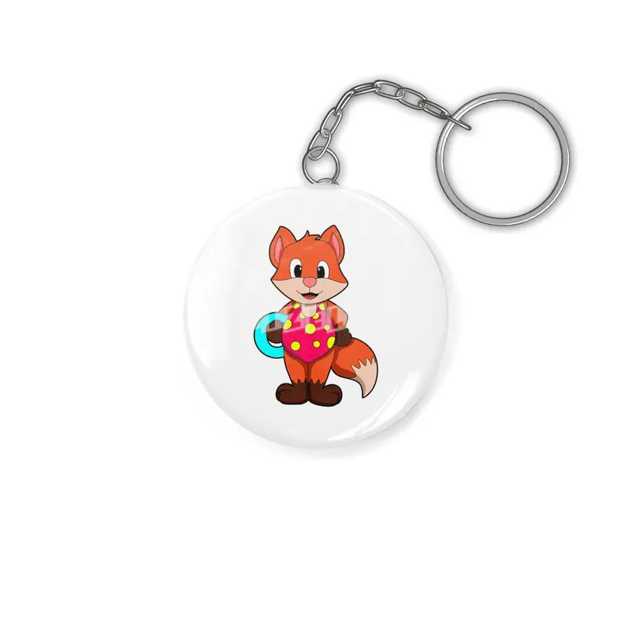Fox at Swimming with Swim ring Anahtarlık