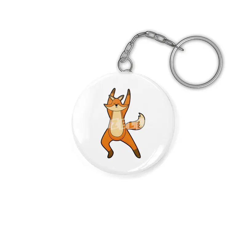 Fox at Yoga Stretching exercise Anahtarlık