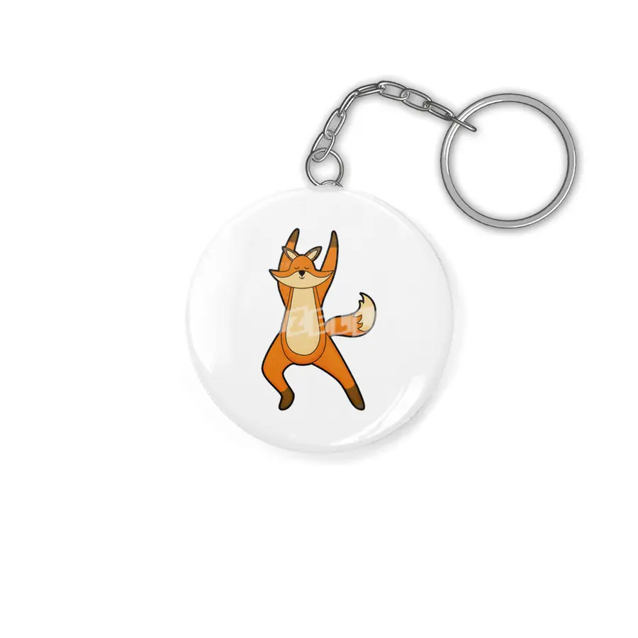 Fox at Yoga Stretching exercise Anahtarlık