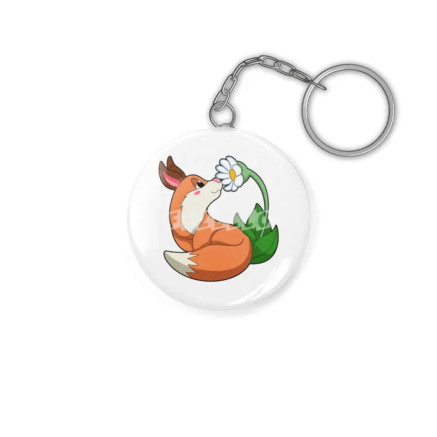 Fox with white Flower Anahtarlık