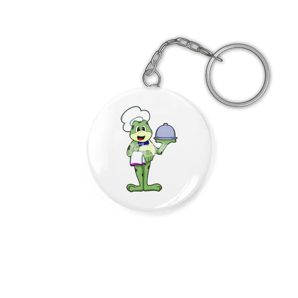 Frog as Chef with Serving plate & Chef's hat Anahtarlık