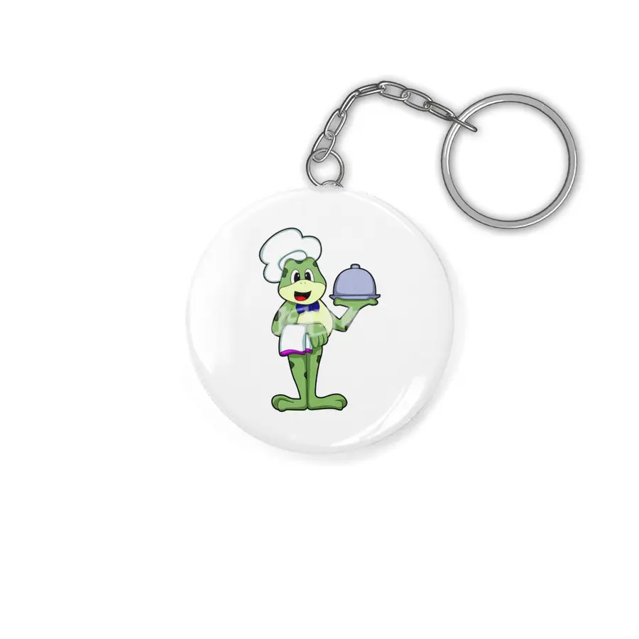 Frog as Chef with Serving plate & Chef's hat Anahtarlık
