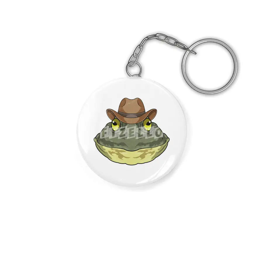 Frog as Cowboy with Hat Anahtarlık