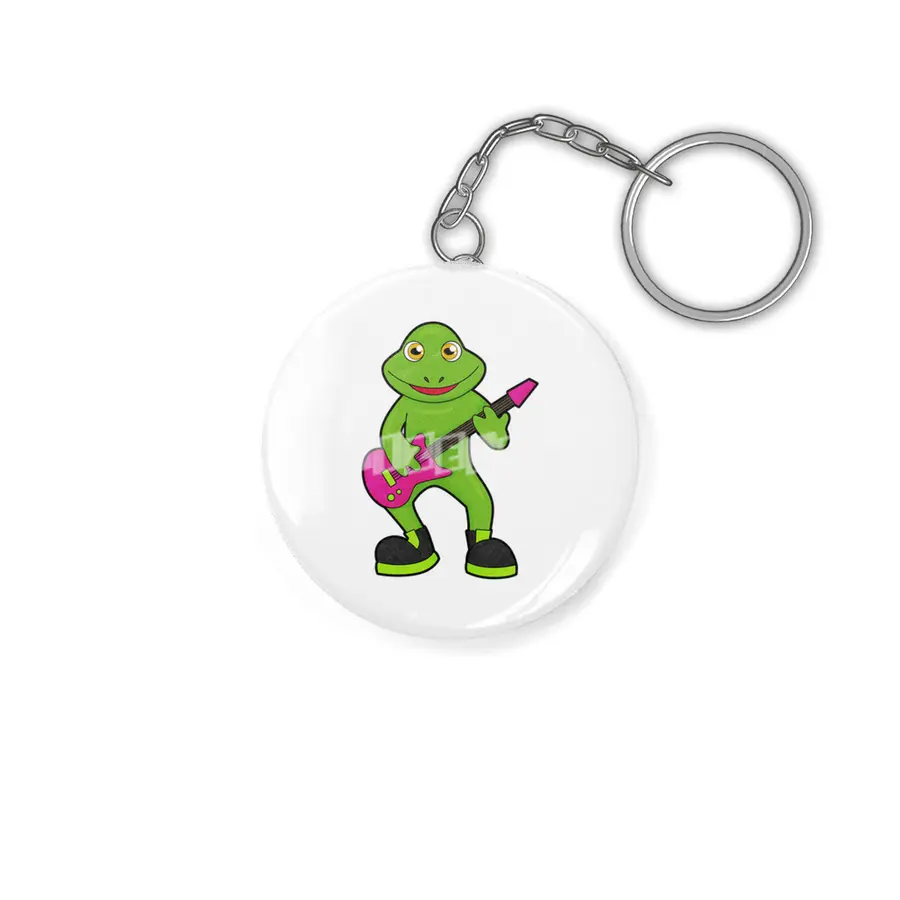 Frog as Musician with Guitar Anahtarlık