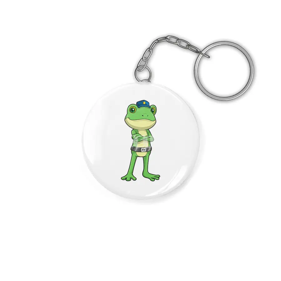 Frog as Police officer with Police hat Anahtarlık