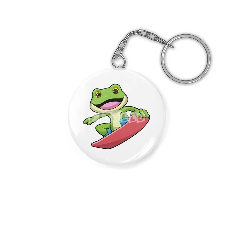 Frog as Snowboarder with Snowboard Anahtarlık