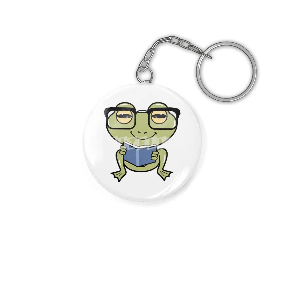 Frog as Student with Book Anahtarlık