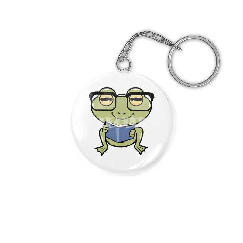 Frog as Student with Book Anahtarlık