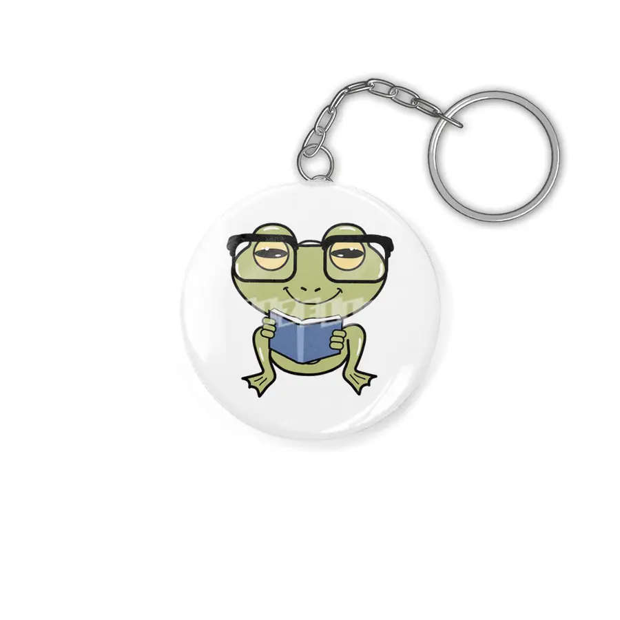 Frog as Student with Book Anahtarlık