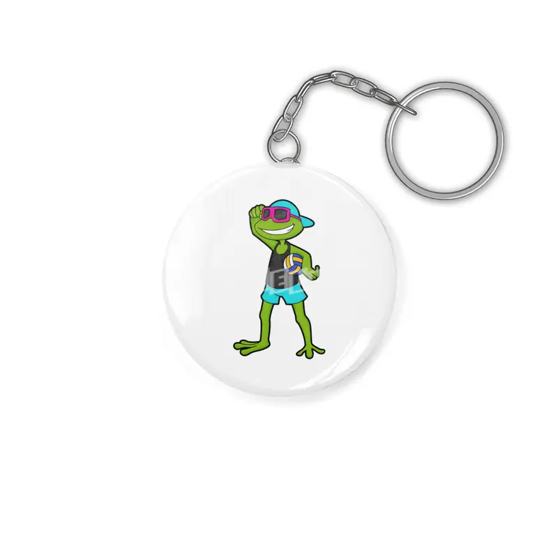 Frog as Volleyball player with Volleyball Anahtarlık