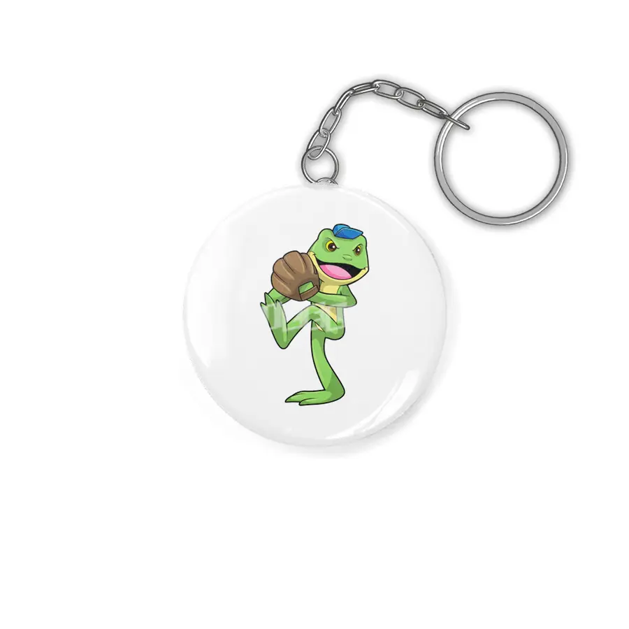 Frog at Baseball with Gloves Anahtarlık