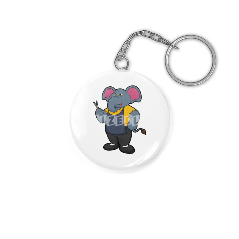 Elephant as Hairdresser with Scissors Anahtarlık
