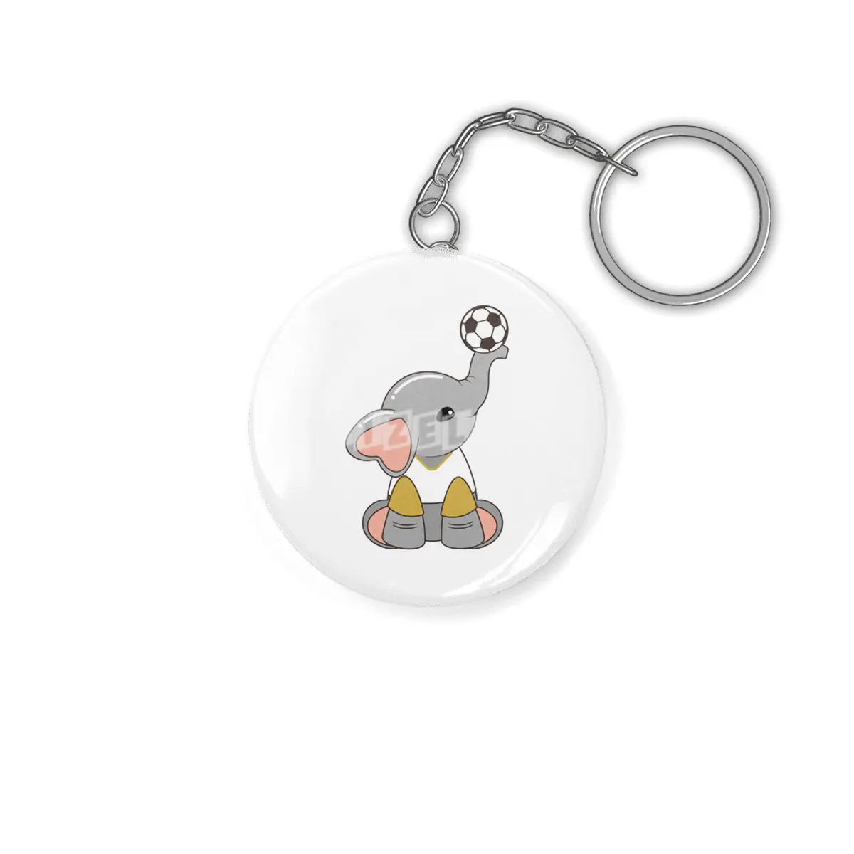 Elephant as Soccer player with Soccer ball Anahtarlık
