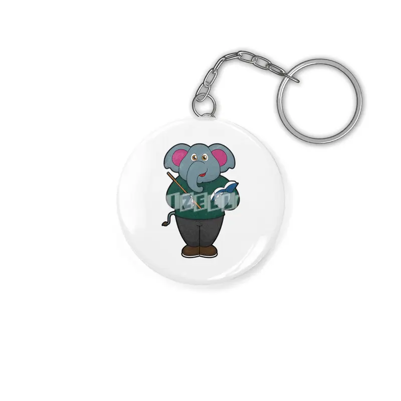 Elephant as Teacher with Book & Pointer Anahtarlık