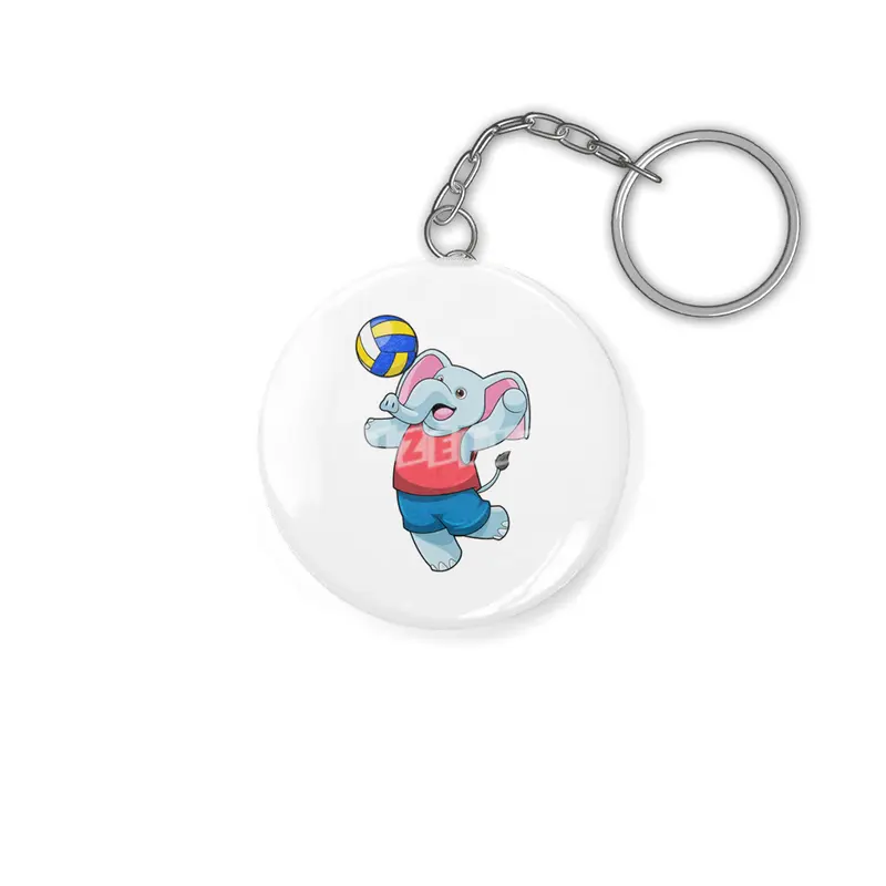 Elephant as Volleyball player with Volleyball Anahtarlık