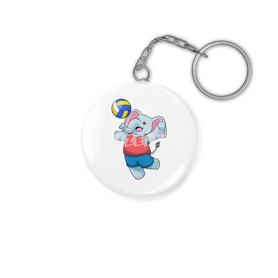 Elephant as Volleyball player with Volleyball Anahtarlık