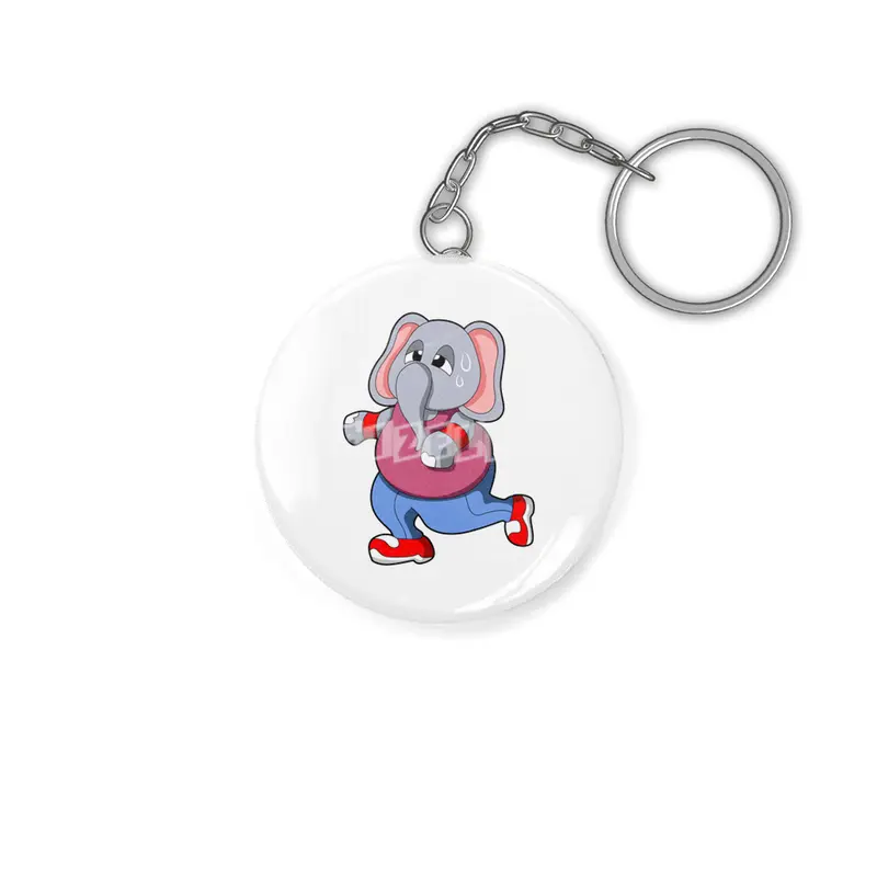 Elephant at Fitness - Jogging with Sweatband Anahtarlık