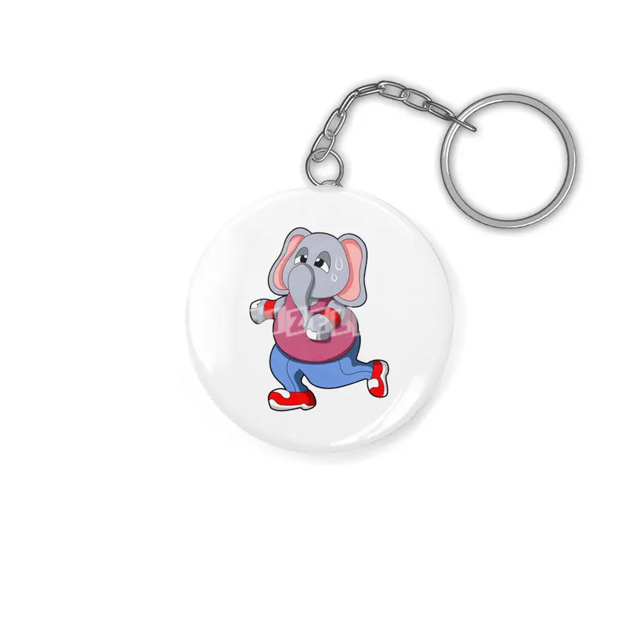 Elephant at Fitness - Jogging with Sweatband Anahtarlık