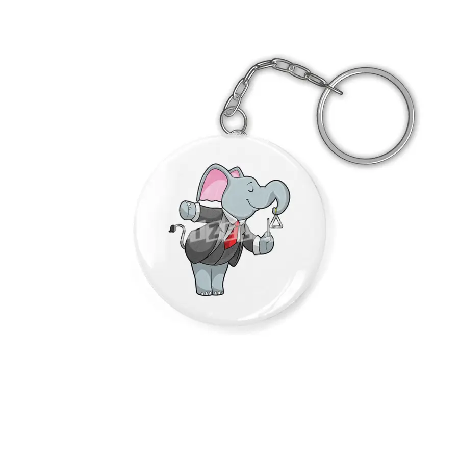 Elephant at Music with Triangle Anahtarlık