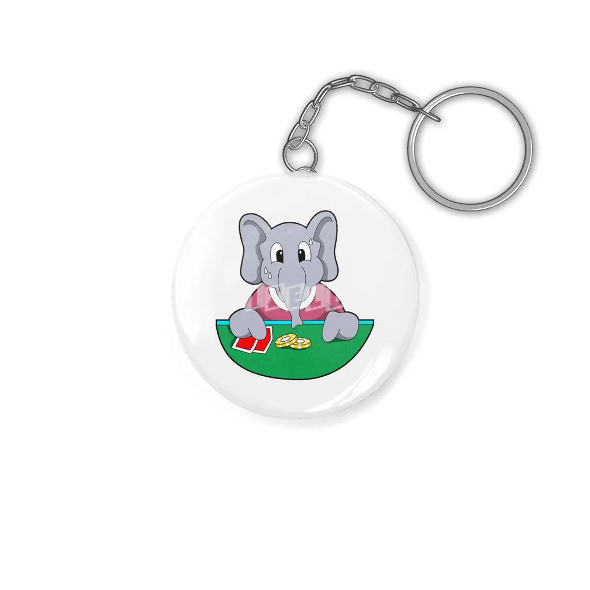 Elephant at Poker with Cards Anahtarlık