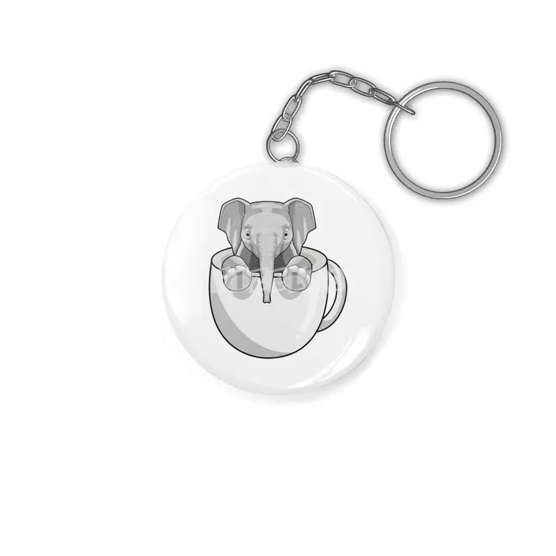 Elephant with Cup Anahtarlık