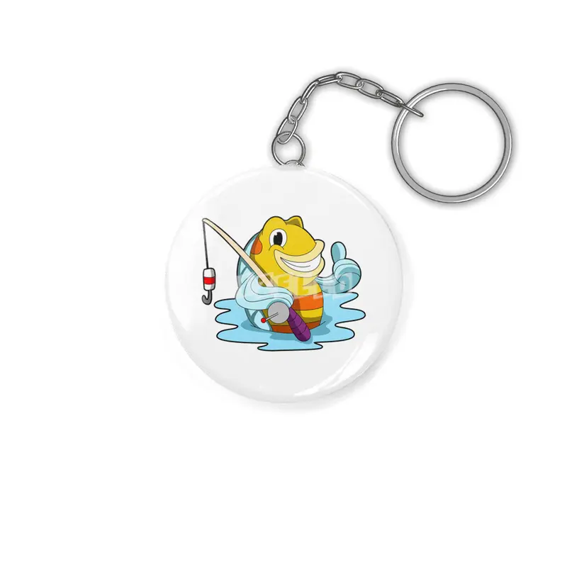 Fish with Fishing rod in Water Anahtarlık