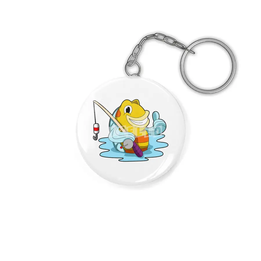 Fish with Fishing rod in Water Anahtarlık