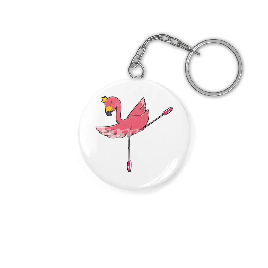 Flamingo as Ballerina at Ballet with Crown Anahtarlık