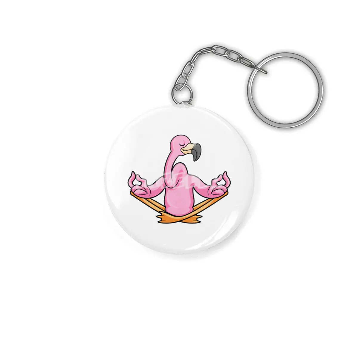 Flamingo at Yoga in Cross-legged Anahtarlık