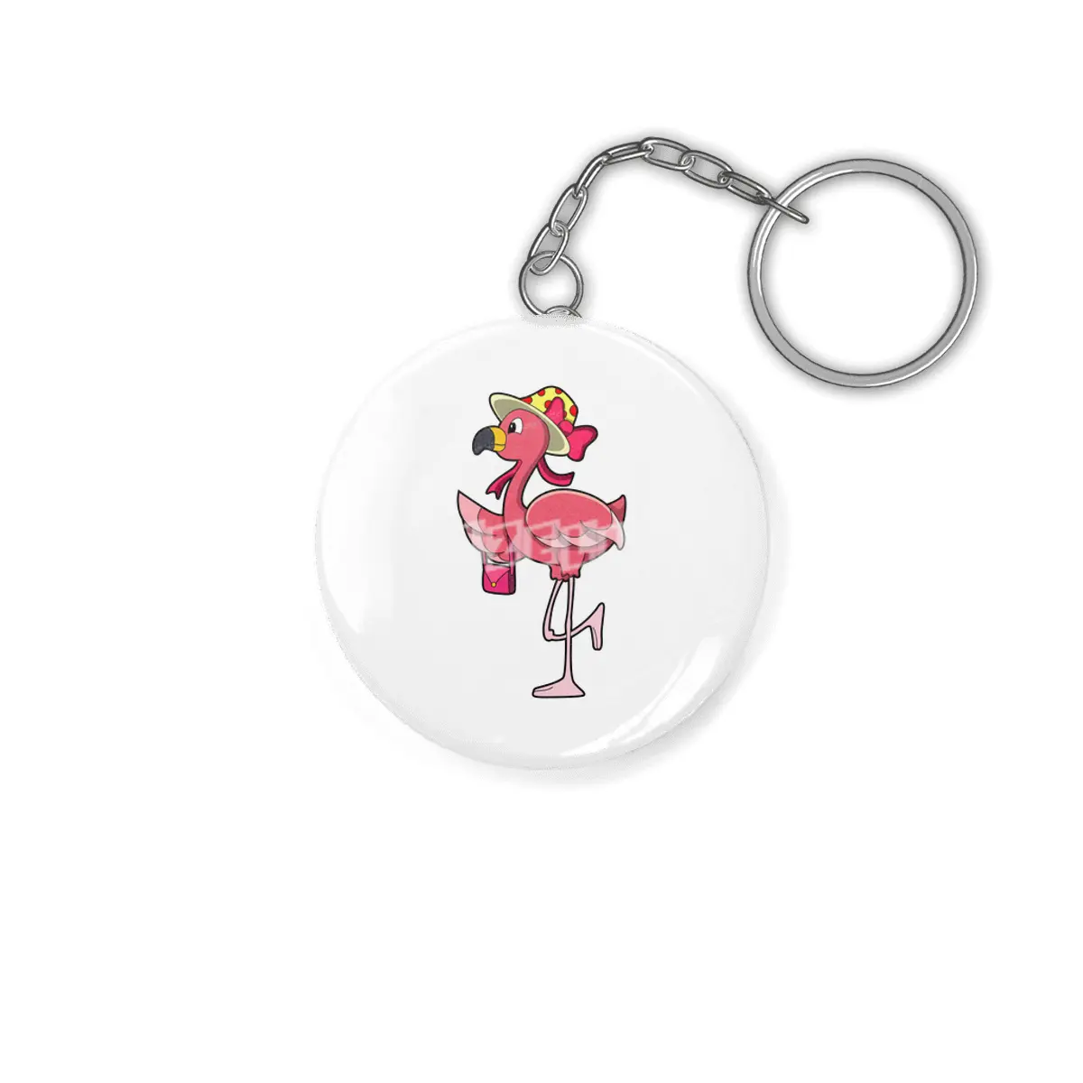 Flamingo with Handbag & Hat Anahtarlık
