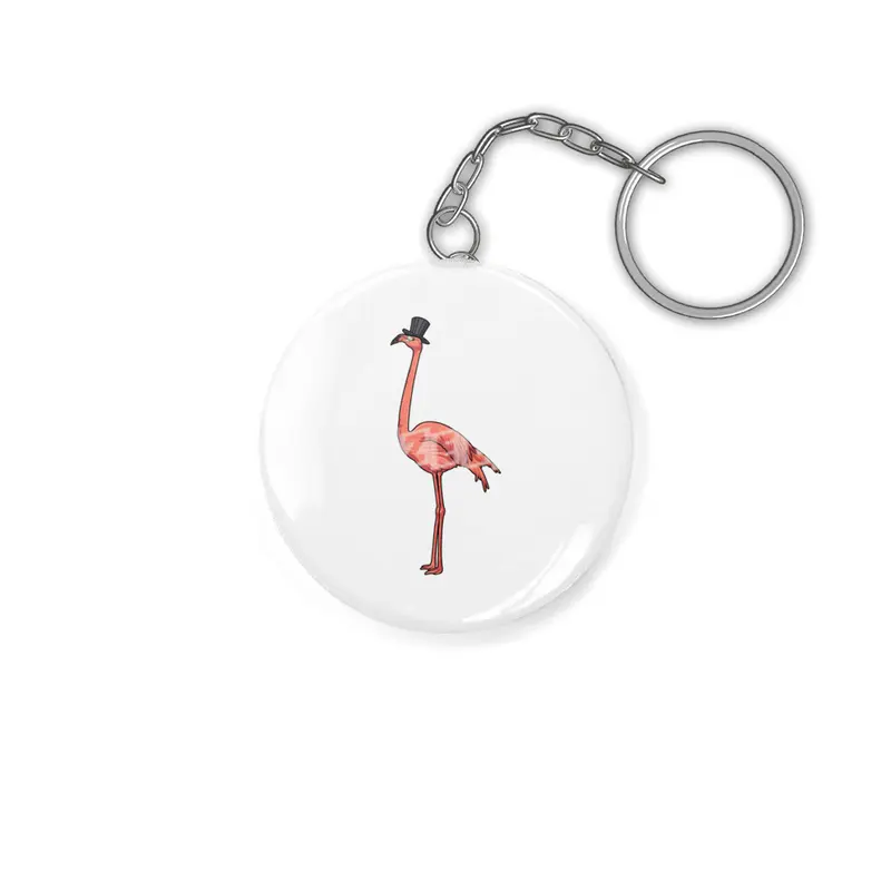 Flamingo with Hat Anahtarlık