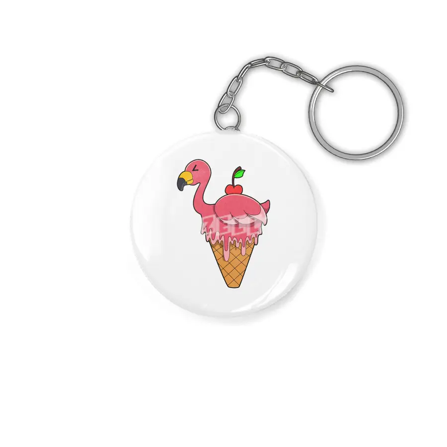 Flamingo with Waffle ice cream & Apple Anahtarlık
