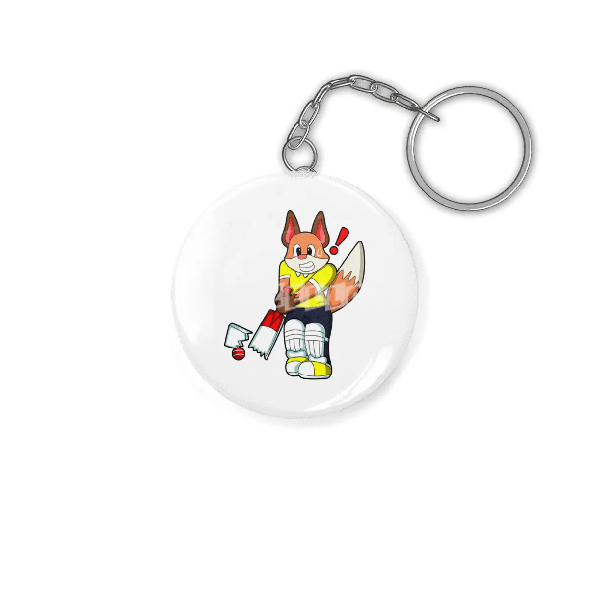 Fox as Batsman with Cricket bat Anahtarlık