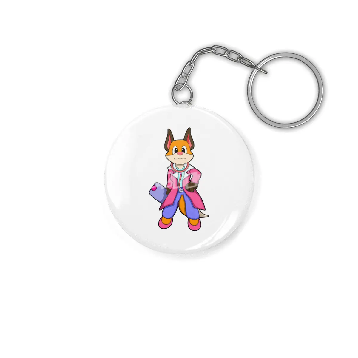 Fox as Doctor with Stethoscope Anahtarlık